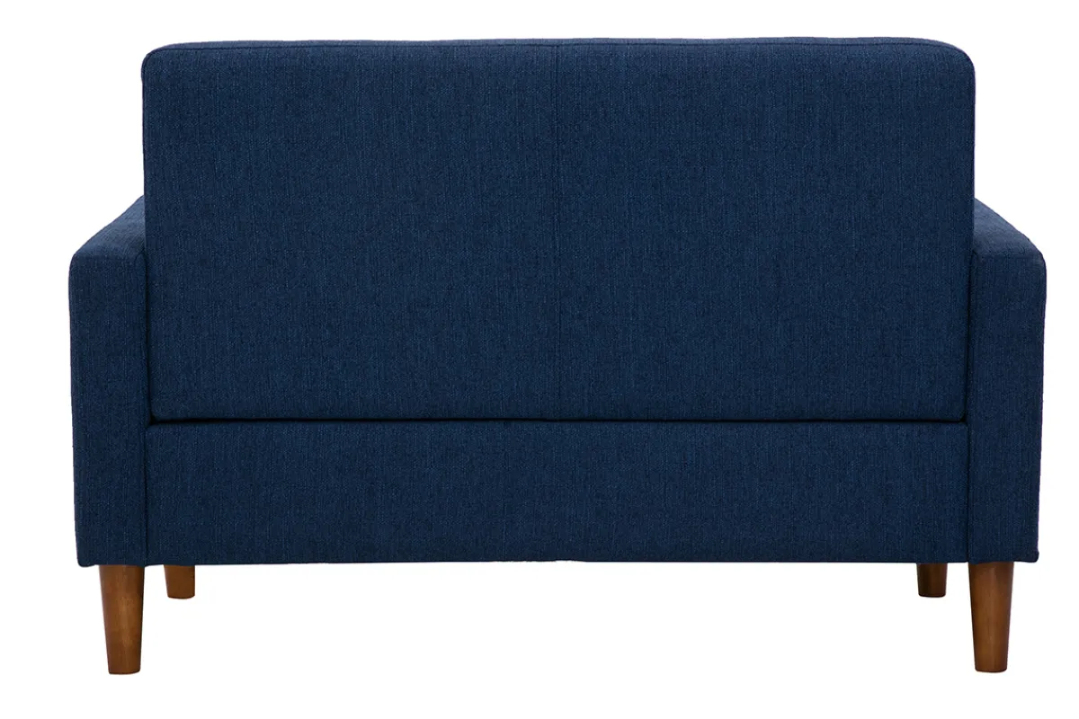 Miliboo Skandinavisches 2-Sitzer-Sofa aus dunkelblauem Stoff und dunklem Holz MOON* Design-sofas