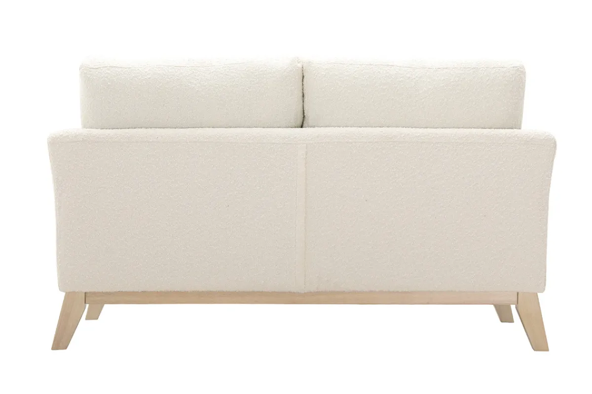 Miliboo Skandinavisches 2-Sitzer-Sofa mit abnehmbarem Bezug in Weiß mit Bouclé-Wolleffekt und Holzfüßen OSLO* Design-sofas