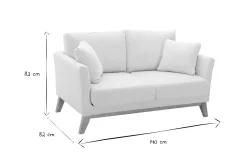 Miliboo Skandinavisches 2-Sitzer-Sofa mit abnehmbarem Bezug in Weiß mit Bouclé-Wolleffekt und Holzfüßen OSLO* Design-sofas