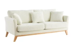 Miliboo Skandinavisches 3-Sitzer-Sofa mit abnehmbarem Bezug in Weiß mit Bouclé-Wolleffekt OSLO* Design-sofas