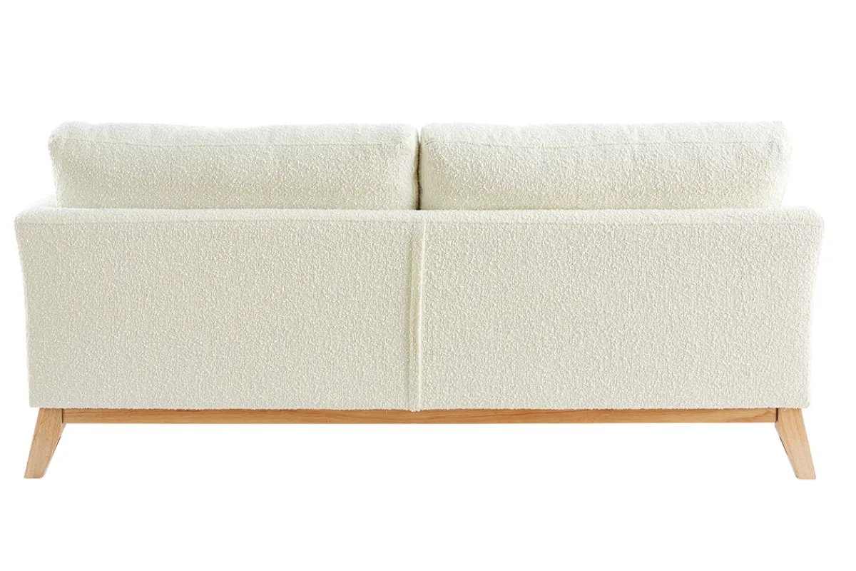 Miliboo Skandinavisches 3-Sitzer-Sofa mit abnehmbarem Bezug in Weiß mit Bouclé-Wolleffekt OSLO* Design-sofas