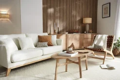 Miliboo Skandinavisches 3-Sitzer-Sofa mit abnehmbarem Bezug in Weiß mit Bouclé-Wolleffekt OSLO* Design-sofas