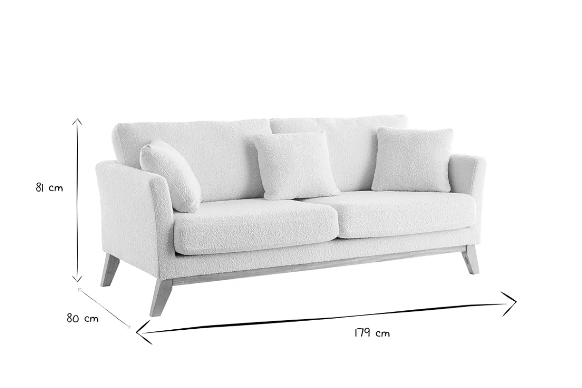 Miliboo Skandinavisches 3-Sitzer-Sofa mit abnehmbarem Bezug in Weiß mit Bouclé-Wolleffekt OSLO* Design-sofas