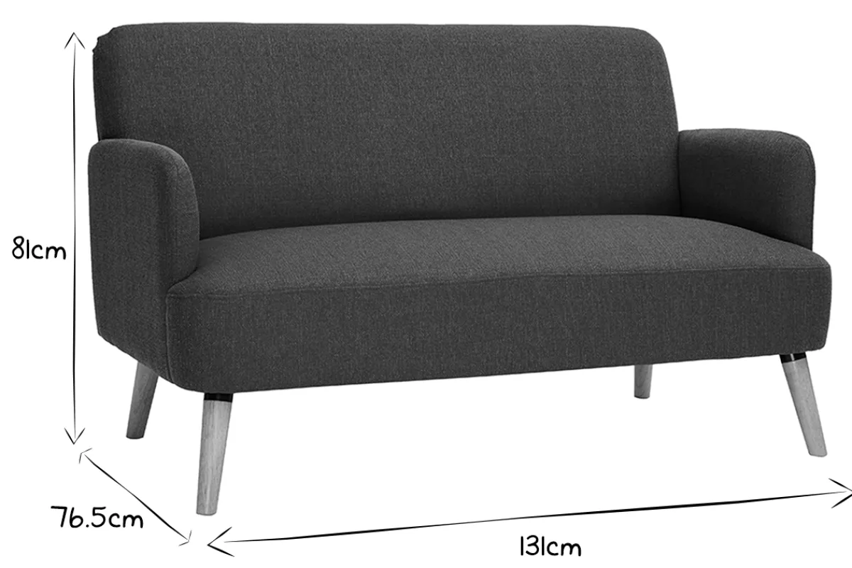 Miliboo Skandinavisches 2-Sitzer-Sofa aus entenblauem Stoff und hellem Holz ISKO* Design-sofas