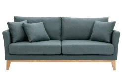 Miliboo Skandinavisches 3-Sitzer-Sofa mit abnehmbarem Bezug aus graugrünem Stoff und hellem Holz OSLO* Design-sofas