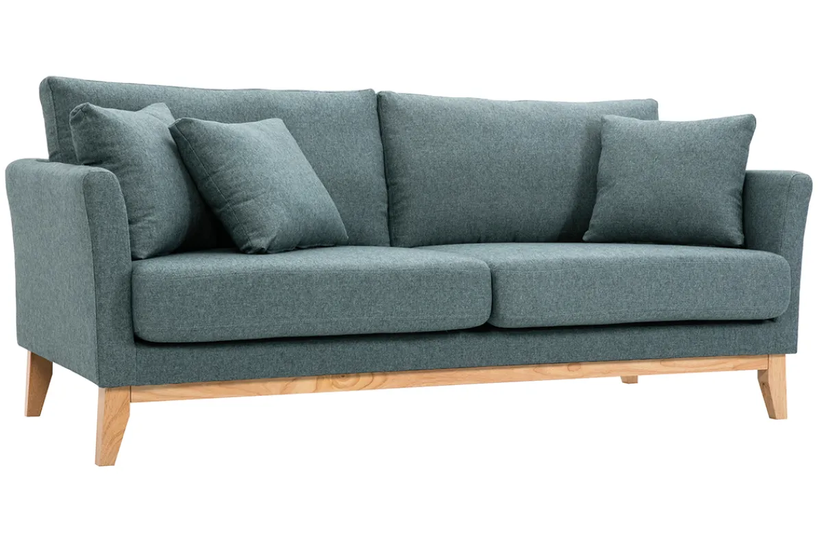 Miliboo Skandinavisches 3-Sitzer-Sofa mit abnehmbarem Bezug aus graugrünem Stoff und hellem Holz OSLO* Design-sofas