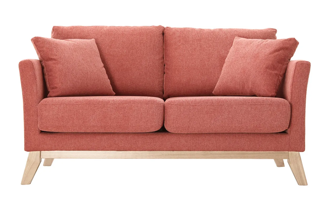 Miliboo Skandinavisches 2-Sitzer-Sofa mit abnehmbarem Bezug in Terracotta mit strukturiertem Samteffekt OSLO* Design-sofas