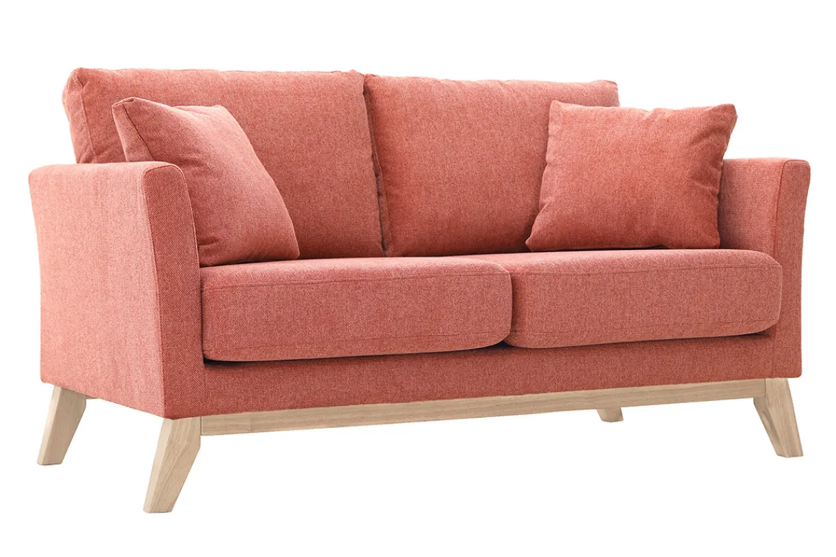 Miliboo Skandinavisches 2-Sitzer-Sofa mit abnehmbarem Bezug in Terracotta mit strukturiertem Samteffekt OSLO* Design-sofas