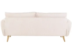 Miliboo Skandinavisches 3-Sitzer-Sofa aus cremefarbenem Ripsstoff und hellem Holz CREEP* Design-sofas