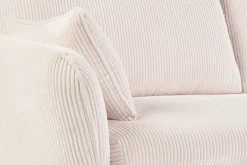 Miliboo Skandinavisches 3-Sitzer-Sofa aus cremefarbenem Ripsstoff und hellem Holz CREEP* Design-sofas