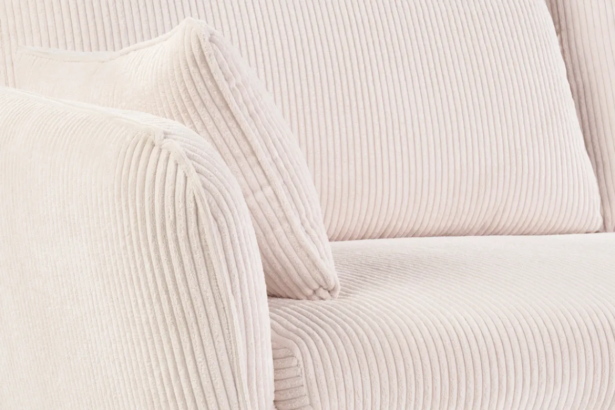 Miliboo Skandinavisches 3-Sitzer-Sofa aus cremefarbenem Ripsstoff und hellem Holz CREEP* Design-sofas