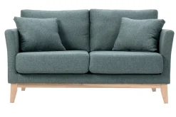 Miliboo Skandinavisches Sofa aus graugrünem Stoff mit Samteffekt und hellem Holz 2-Sitzer OSLO* Design-sofas