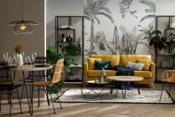 Miliboo Skandinavisches Sofa aus terracottafarbenem Stoff mit Samteffekt, abnehmbarem Bezug und hellem Holz 3-Sitzer OSLO* Design-sofas