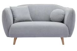 Miliboo Skandinavisches Sofa aus hellgrauem Stoff mit Samt-Effekt Zweisitzer FOLK* Design-sofas