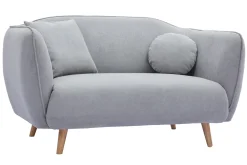 Miliboo Skandinavisches Sofa aus hellgrauem Stoff mit Samt-Effekt Zweisitzer FOLK* Design-sofas