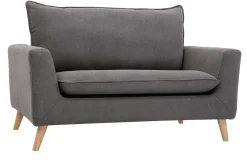 Miliboo Skandinavisches Sofa aus hellgrauem Stoff mit Samteffekt und hellem Holz 2-Sitzer JONAS* Design-sofas