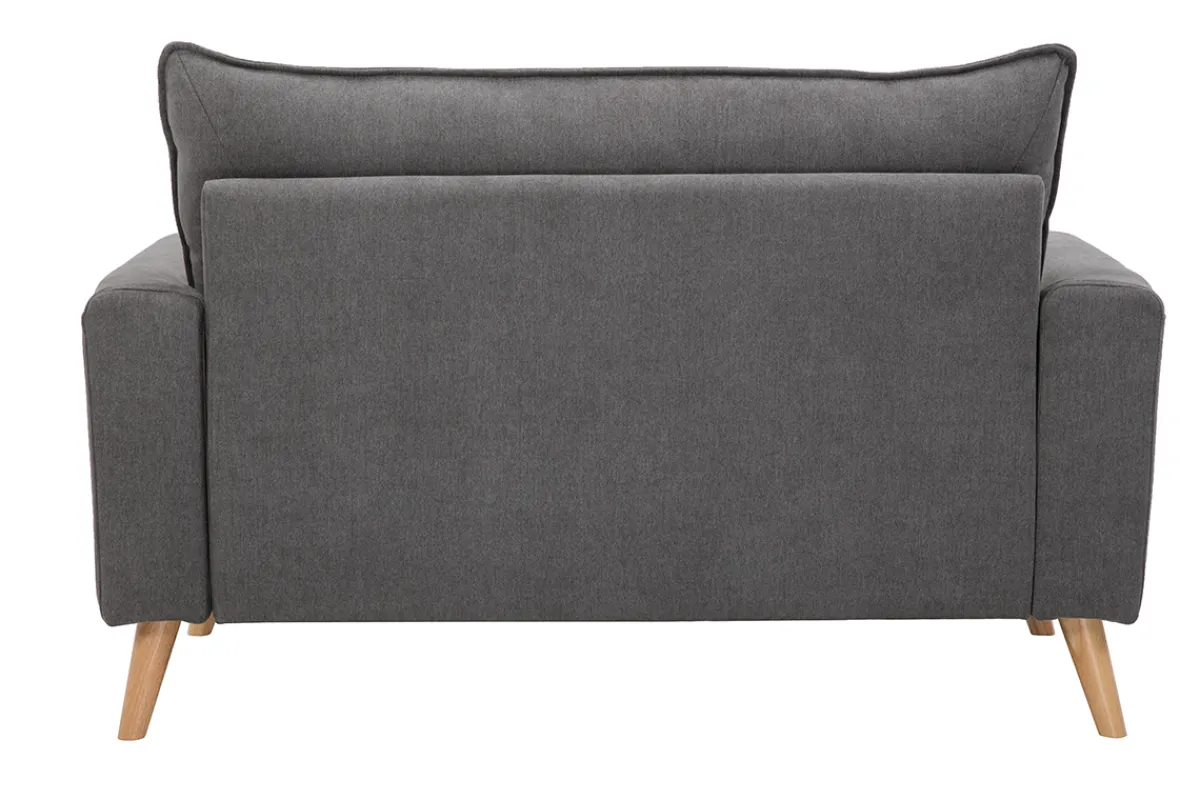 Miliboo Skandinavisches Sofa aus hellgrauem Stoff mit Samteffekt und hellem Holz 2-Sitzer JONAS* Design-sofas
