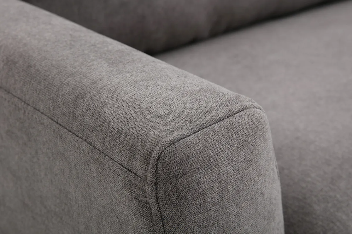 Miliboo Skandinavisches Sofa aus hellgrauem Stoff mit Samteffekt und hellem Holz 2-Sitzer JONAS* Design-sofas