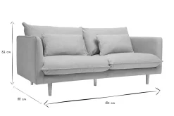 Miliboo Skandinavisches Sofa aus beigem Stoff mit Samteffekt und hellem Holz 3-Sitzer CLAYTON* Design-sofas