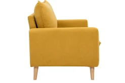 Miliboo Skandinavisches Sofa aus senfgelbem Stoff mit Samteffekt und hellem Holz 2-Sitzer JONAS* Design-sofas
