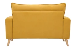 Miliboo Skandinavisches Sofa aus senfgelbem Stoff mit Samteffekt und hellem Holz 2-Sitzer JONAS* Design-sofas