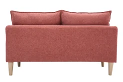 Miliboo Skandinavisches Sofa aus terracottafarbenem Stoff mit Samteffekt und hellem Holz 2-Sitzer KATE* Design-sofas