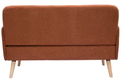 Miliboo Skandinavisches Sofa aus rostbraunem Stoff mit Samteffekt und hellem Holz 2-Sitzer ISKO* Design-sofas