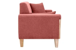 Miliboo Skandinavisches Sofa aus terracottafarbenem Stoff mit Samteffekt und hellem Holz 3-Sitzer FJORD* Design-sofas