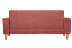 Miliboo Skandinavisches Sofa aus terracottafarbenem Stoff mit Samteffekt und hellem Holz 3-Sitzer FJORD* Design-sofas
