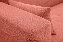 Miliboo Skandinavisches Sofa aus terracottafarbenem Stoff mit Samteffekt und hellem Holz 3-Sitzer FJORD* Design-sofas