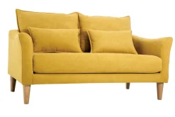 Miliboo Skandinavisches Sofa senfgelber Stoff mit Samteffekt 2-Sitzer KATE* Design-sofas