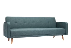 Miliboo Skandinavisches Sofa 3-Sitzer aus graugrünem Stoff und hellem Holz ULLA* Schlafsofas