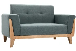 Miliboo Skandinavisches Sofa 2-Sitzer aus graugrünem Stoff und hellem Holz FJORD* Design-sofas