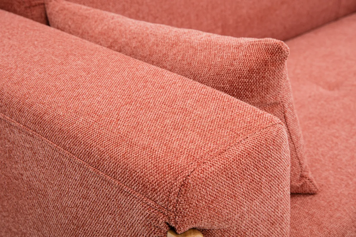 Miliboo Skandinavisches Sofa 2-Sitzer aus terracottafarbenem Stoff und hellem Holz FJORD* Design-sofas