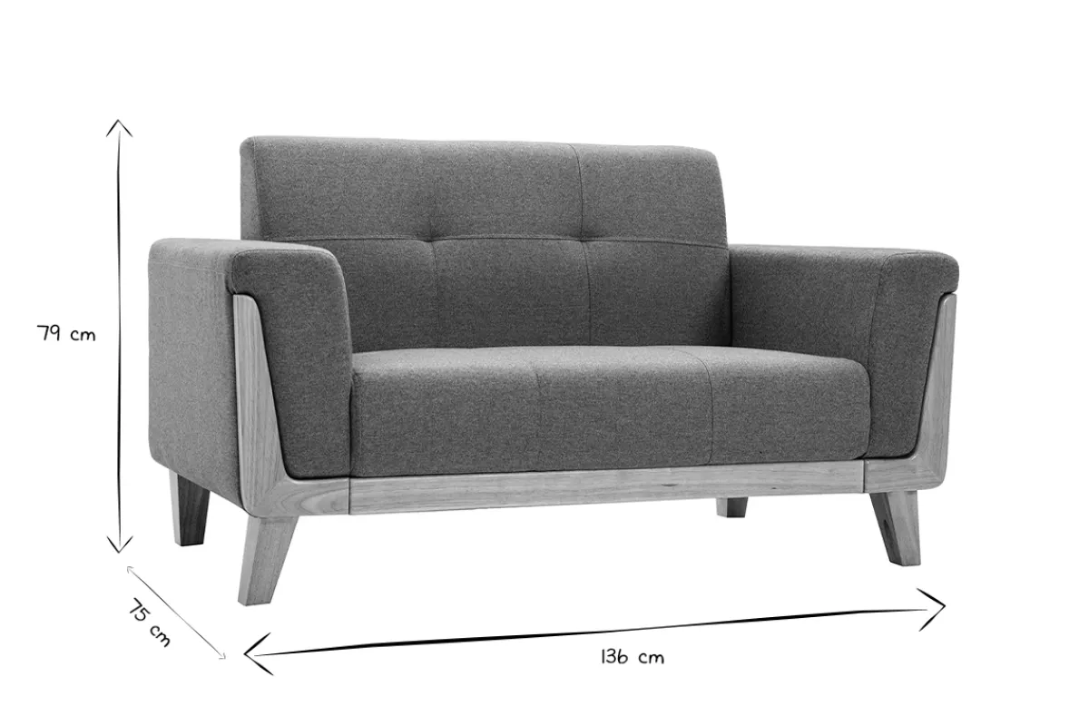 Miliboo Skandinavisches Sofa 2-Sitzer aus terracottafarbenem Stoff und hellem Holz FJORD* Design-sofas