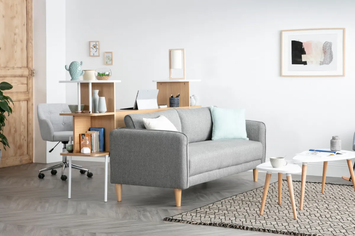 Miliboo Skandinavisches Sofa 3-Sitzer Hellgrau KURT* Design-sofas