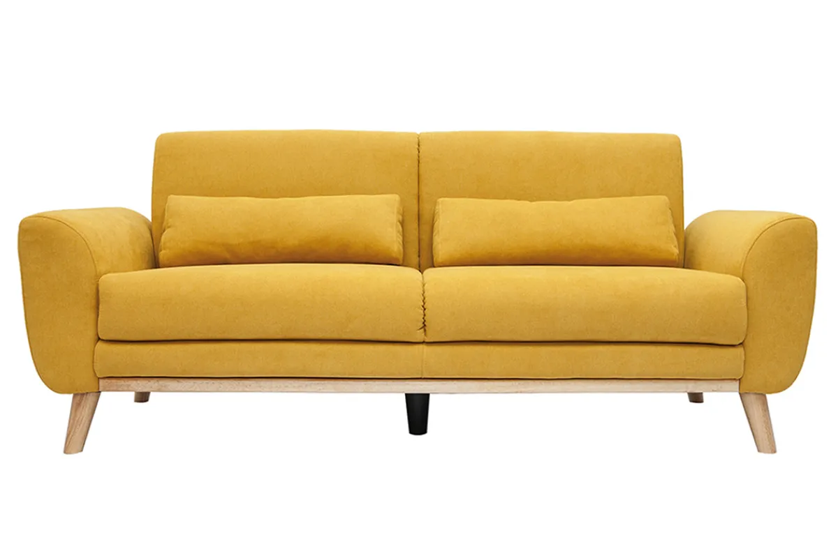 Miliboo Skandinavisches Sofa 3-Sitzer Samt gelb EKTOR* Design-sofas