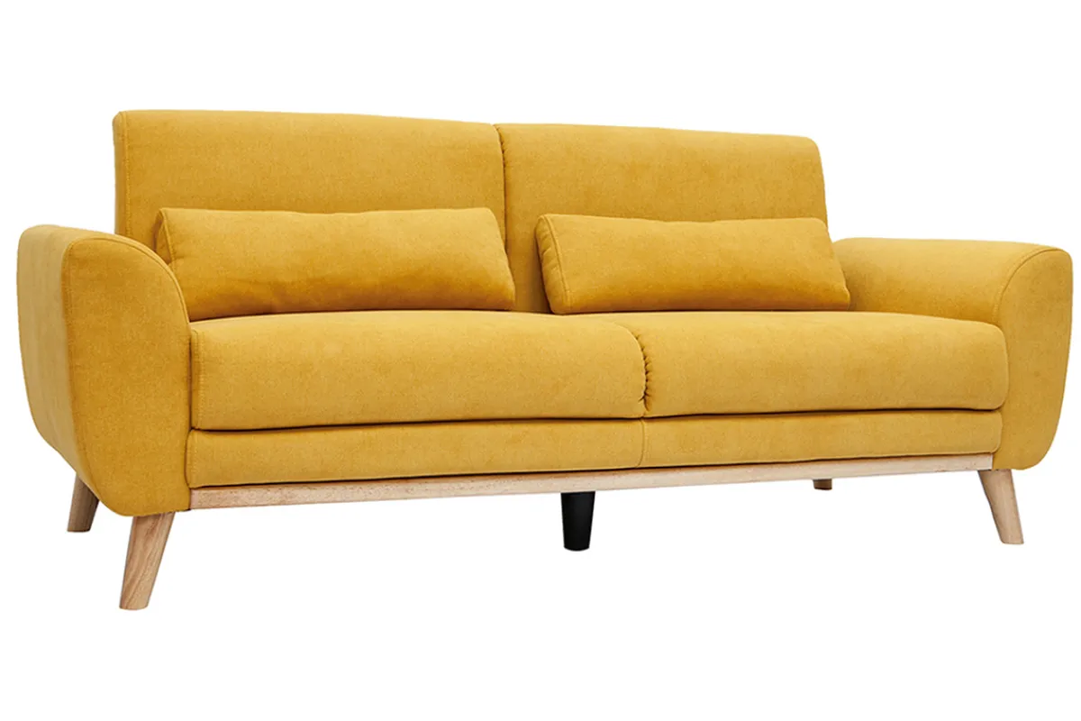 Miliboo Skandinavisches Sofa 3-Sitzer Samt gelb EKTOR* Design-sofas
