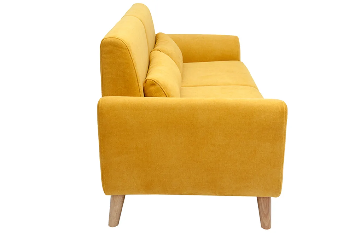 Miliboo Skandinavisches Sofa 3-Sitzer Samt gelb EKTOR* Design-sofas