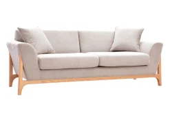 Miliboo Skandinavisches Sofa 3-Sitzer in Beige und Esche ASAKO* Design-sofas