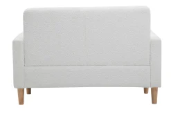 Miliboo Skandinavisches Sofa 2-Sitzer aus weißem Stoff mit Woll-Effekt und hellem Holz MOON* Design-sofas