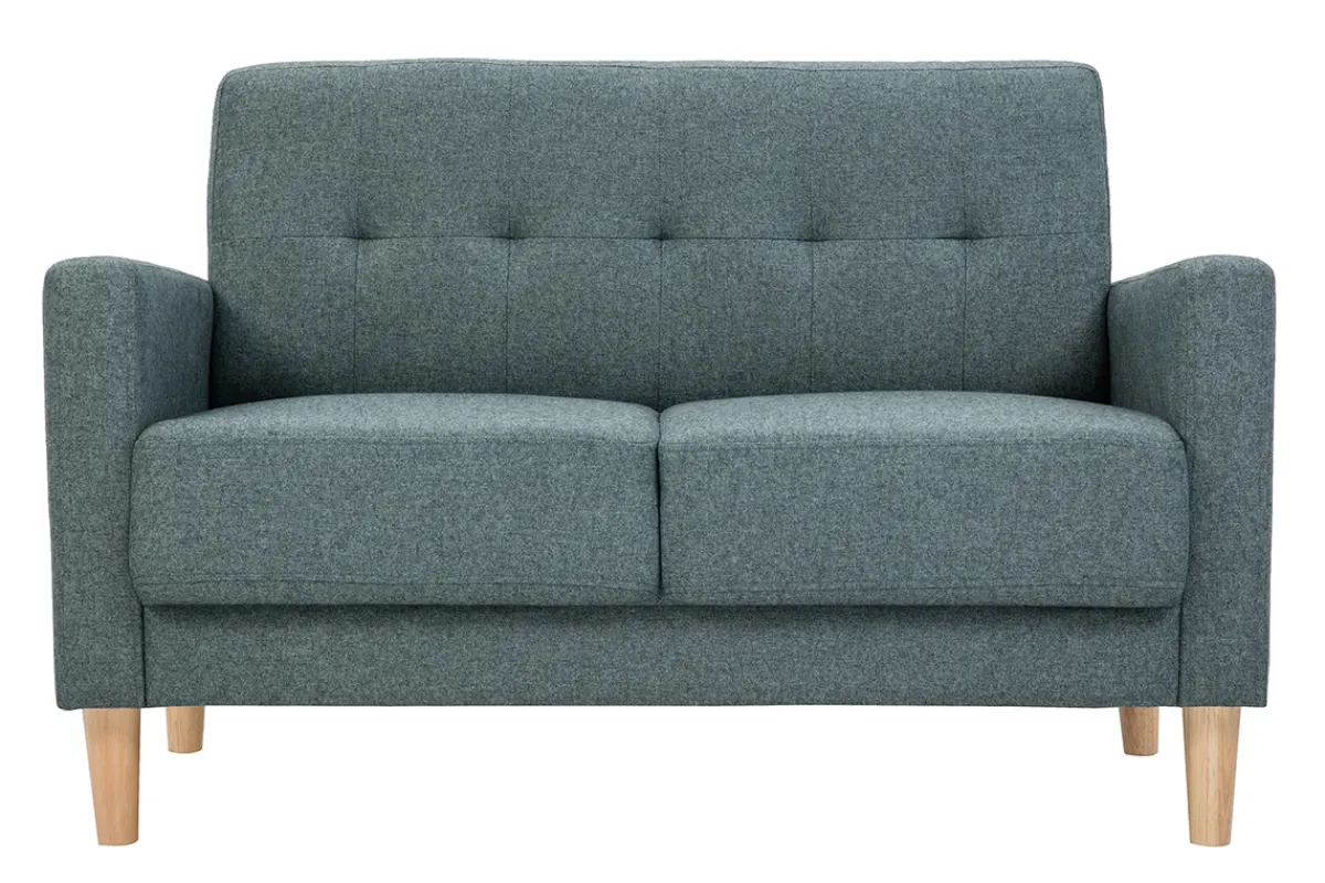 Miliboo Skandinavisches Sofa 2-Sitzer aus graugrünem Stoff und hellem Holz MOON* Design-sofas