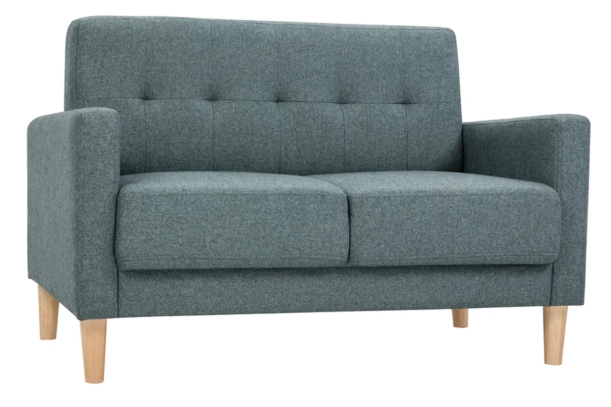 Miliboo Skandinavisches Sofa 2-Sitzer aus graugrünem Stoff und hellem Holz MOON* Design-sofas