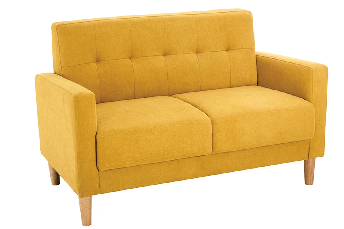Miliboo Skandinavisches Sofa 2-Sitzer mit Samteffekt in Senfgelb MOON* Design-sofas