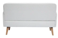 Miliboo Skandinavisches Sofa 2-Sitzer aus weißem Stoff mit Bouclé-Wolleffekt und hellem Holz ISKO* Design-sofas