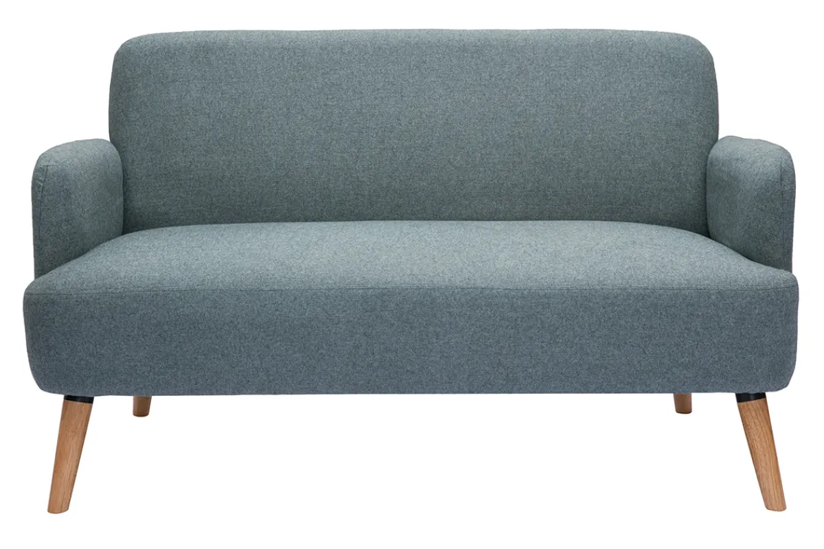 Miliboo Skandinavisches Sofa 2-Sitzer aus grüngrauem Stoff und hellem Holz ISKO* Design-sofas