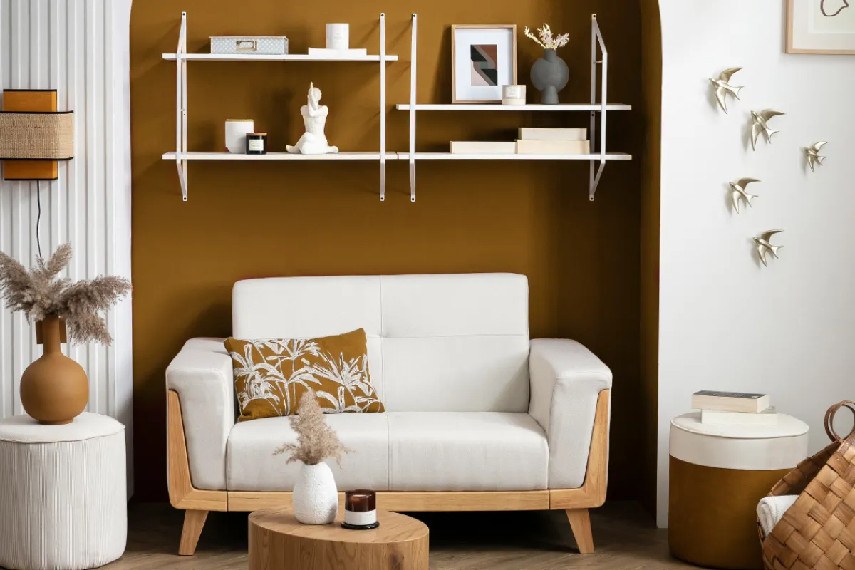Miliboo Skandinavisches Sofa 2-Sitzer in Hellgrau und Holz FJORD* Design-sofas