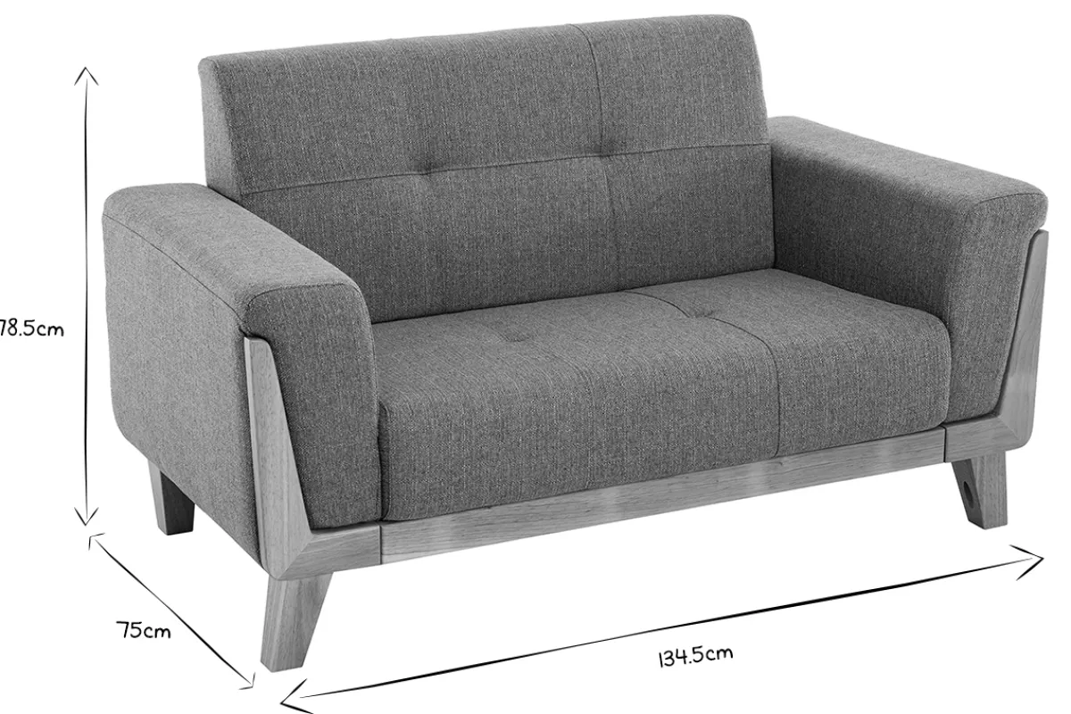 Miliboo Skandinavisches Sofa 2-Sitzer in Hellgrau und Holz FJORD* Design-sofas