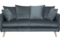 Miliboo Skandinavisches Sofa 3-Sitzer aus blaugrauem Stoff und hellem Holz OLYMPIA* Design-sofas