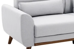 Miliboo Skandinavisches Sofa 2-Sitzer aus hellgrauem Stoff und dunkles Holz EKTOR* Design-sofas